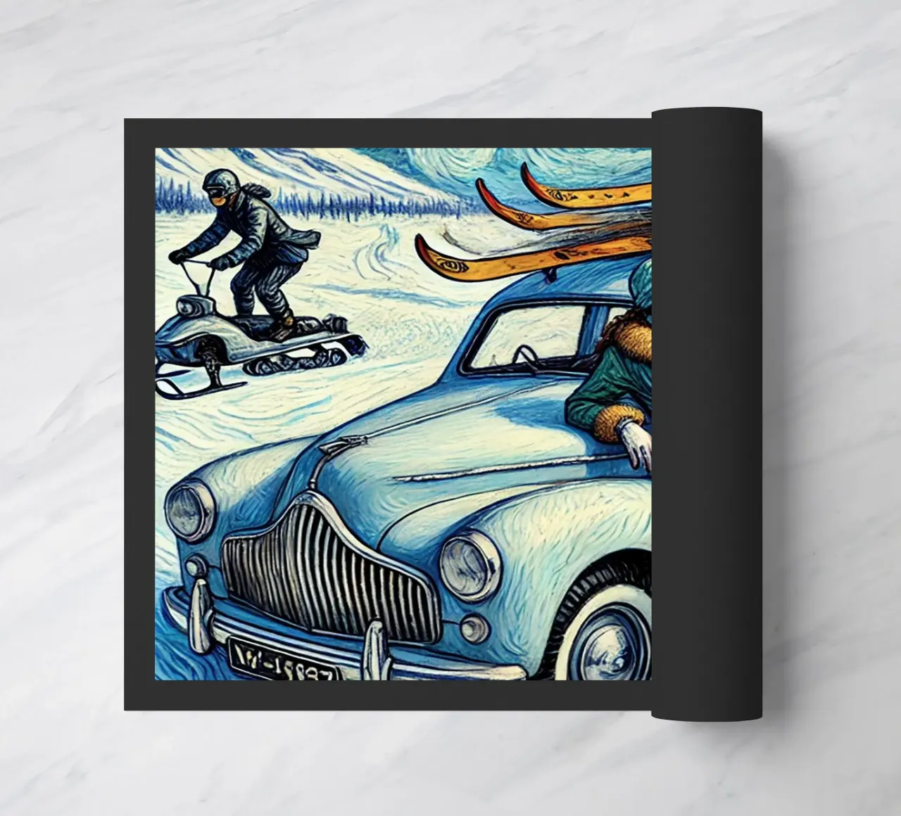 Skiing Ladies Snowmobile zerbino da Vintage Van Gogh