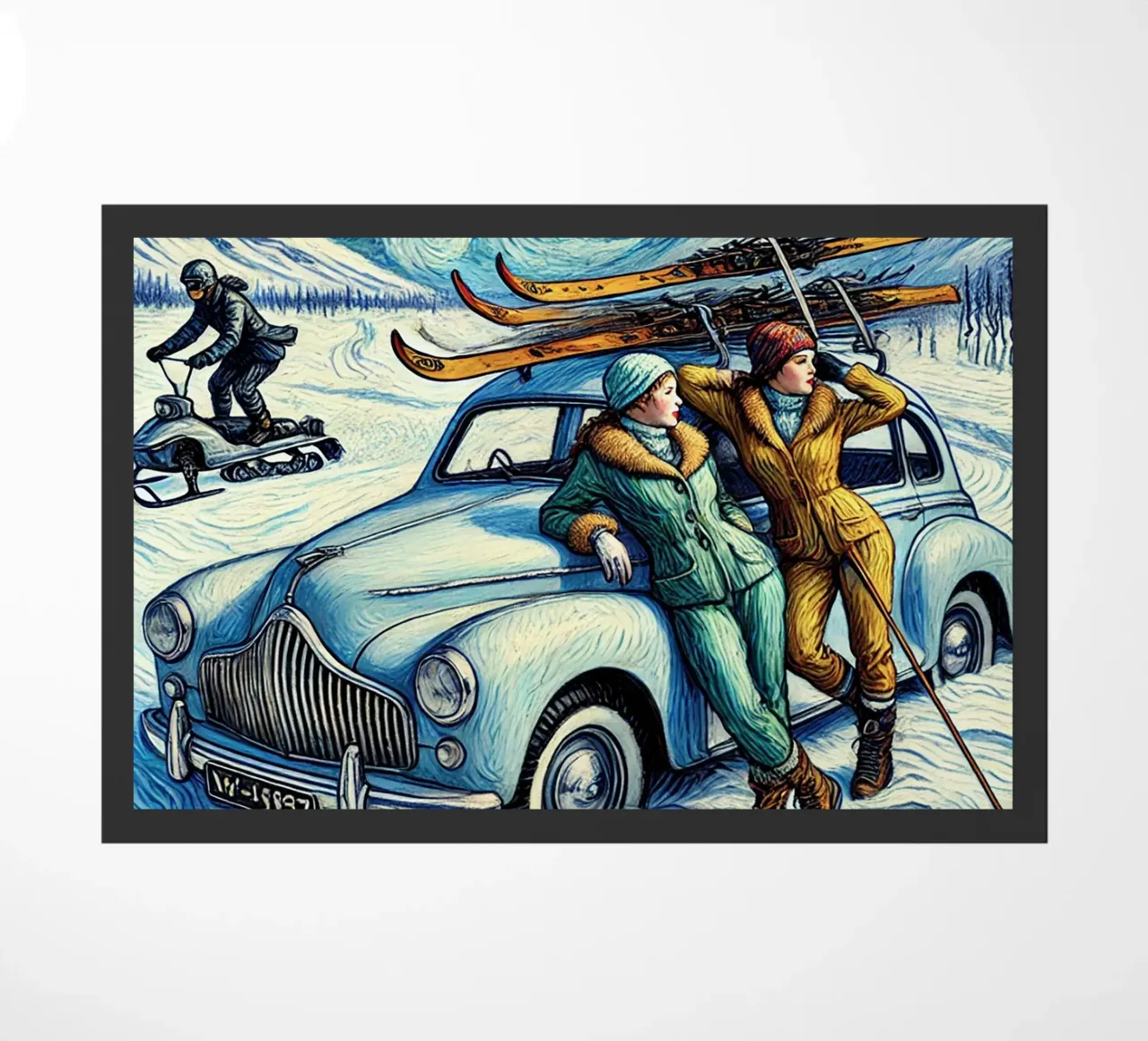Skiing Ladies Snowmobile zerbino da Vintage Van Gogh