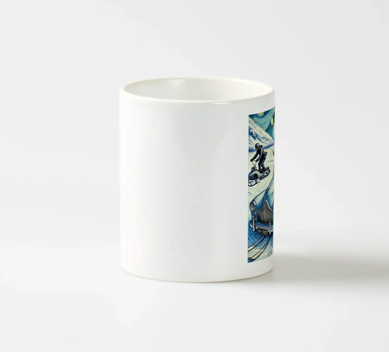 Skiing Ladies Snowmobile tazza in ceramica da Vintage Van Gogh