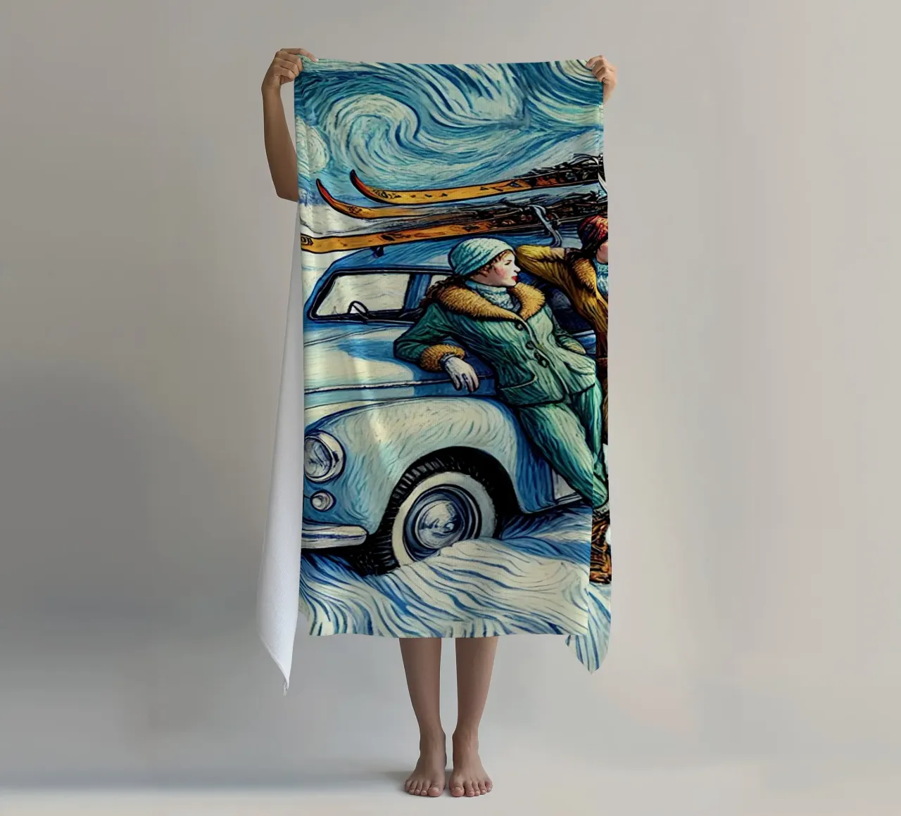 Skiing Ladies Snowmobile telo mare da Vintage Van Gogh