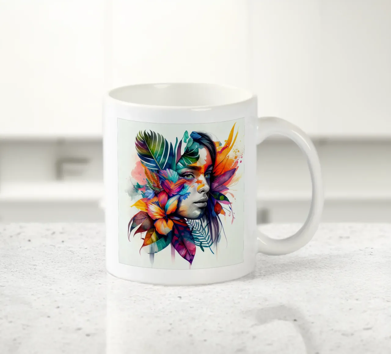 Acquerello Donna nativa tazza in ceramica da Chromatic Fusion Studio