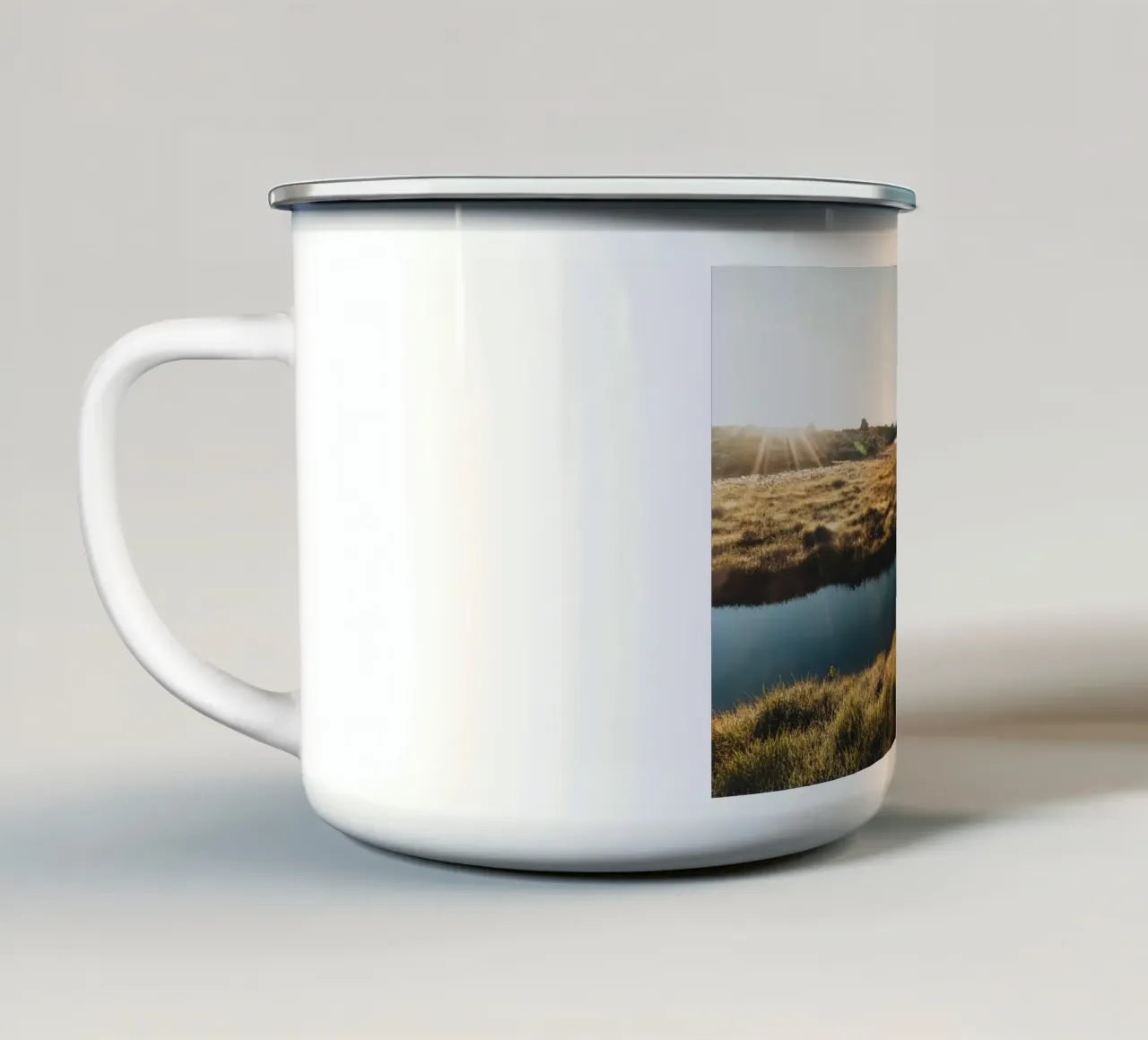 mountain sunset enamel mug by Earthly Visions