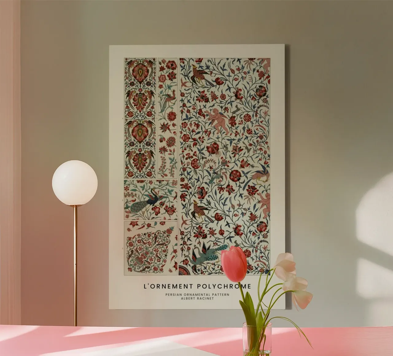 Racinet -  Persian Ornamental Pattern tela con Cornice a cassetta da Vintage by JUNIQE