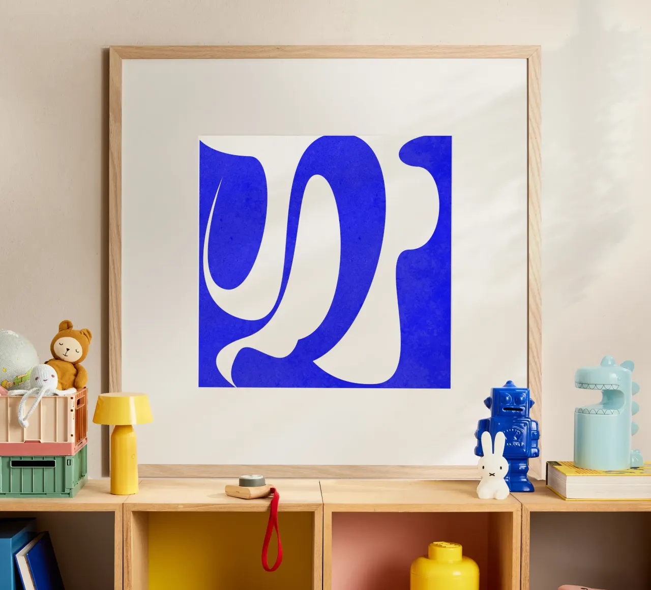 Flusso blu poster con telaio in legno da lovely lines