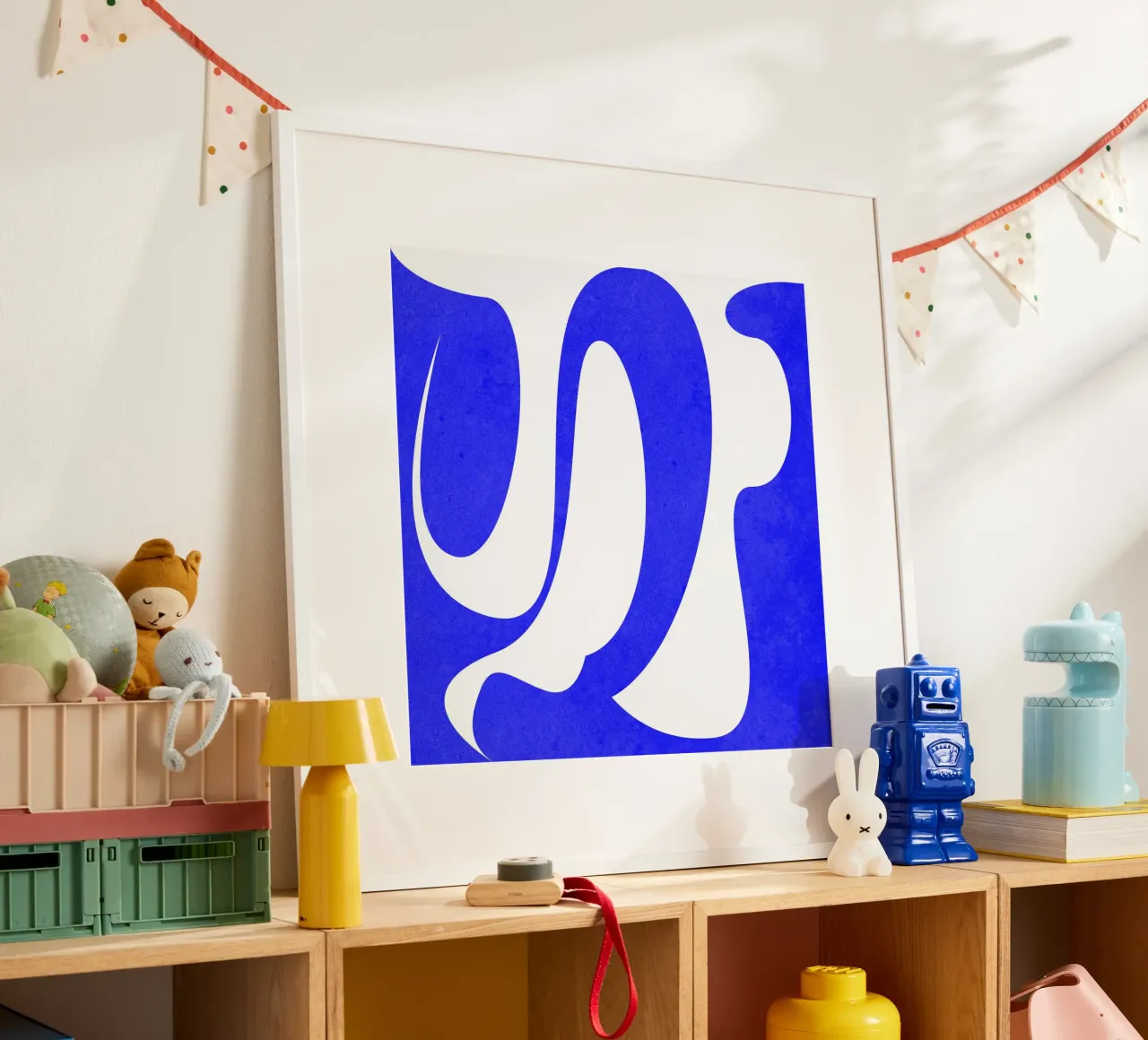 Flusso blu poster con telaio in legno da lovely lines