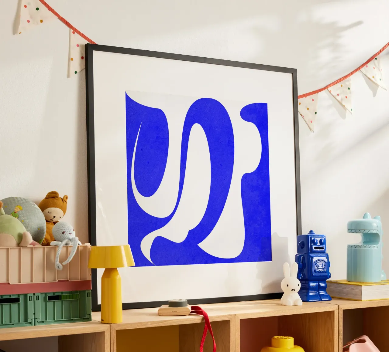 Flusso blu poster con telaio in legno da lovely lines