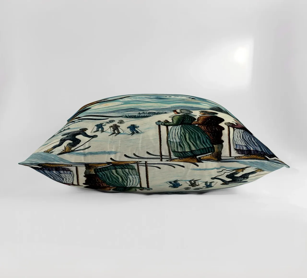 Skiing Witchhunt decorative cushion by Vintage Van Gogh
