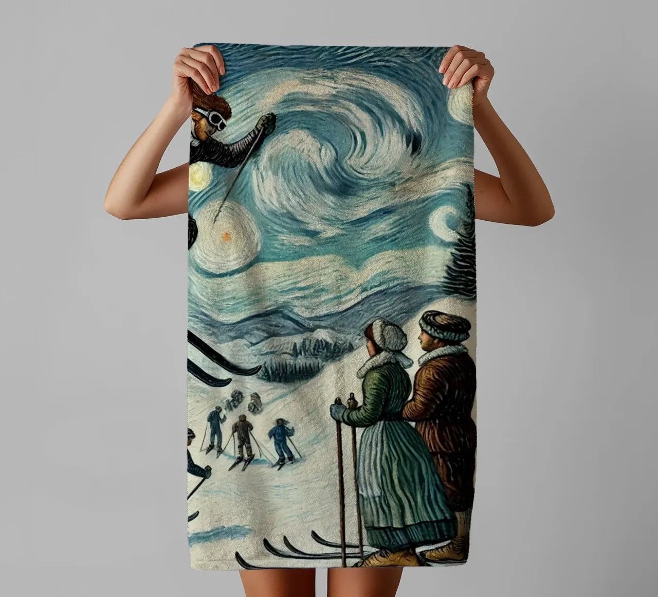 Skiing Witchhunt asciugamano da bagno da Vintage Van Gogh