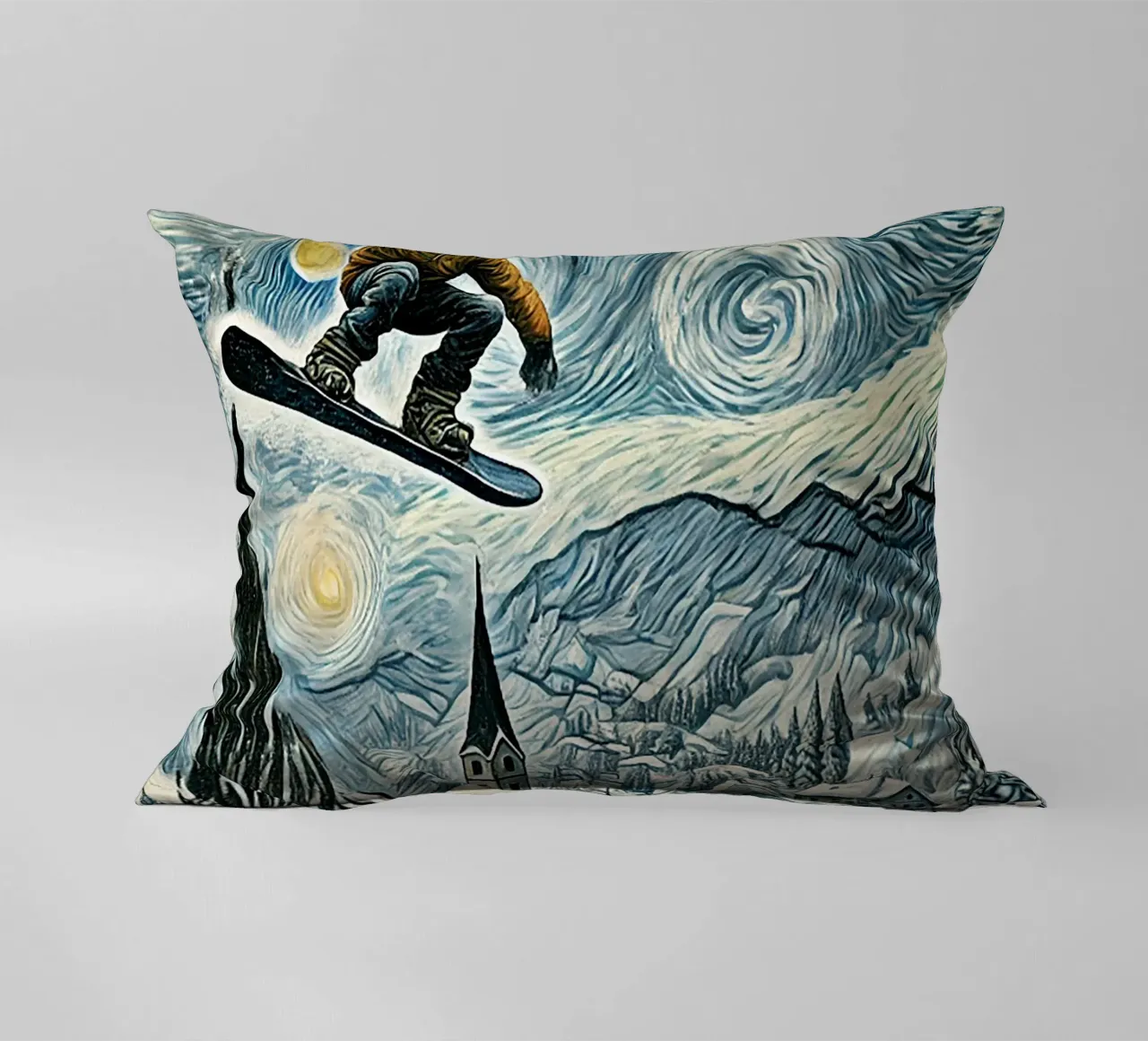 Snowboard Extravaganza cuscino da Vintage Van Gogh