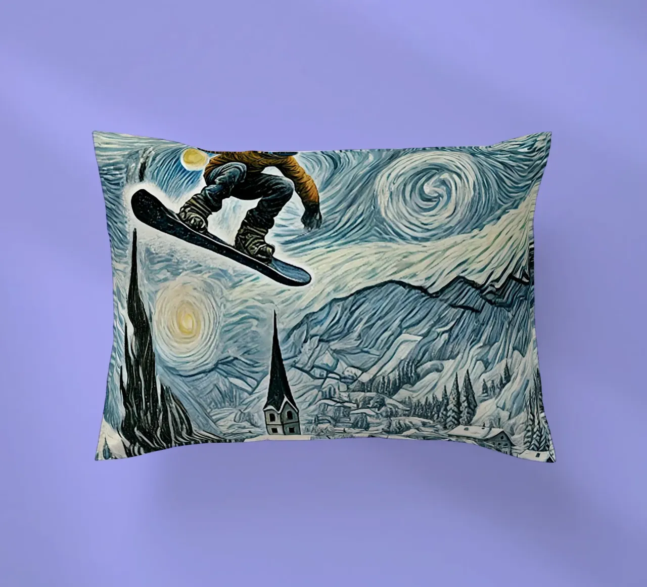 Snowboard Extravaganza cuscino da Vintage Van Gogh