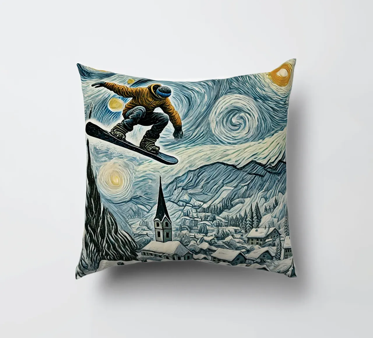 Snowboard Extravaganza cuscino da Vintage Van Gogh