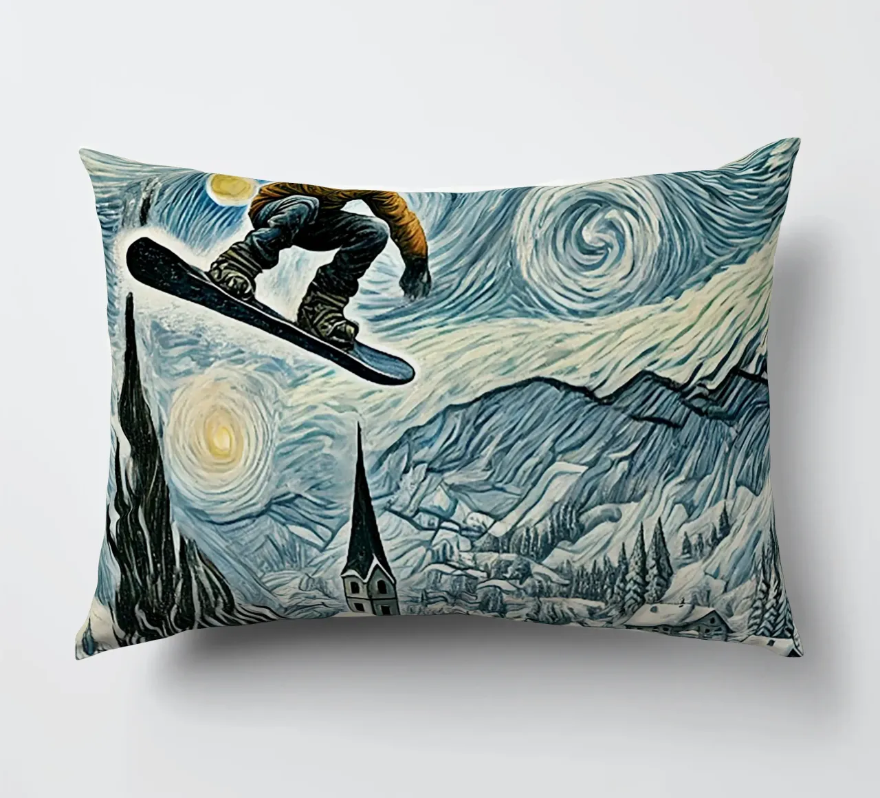 Snowboard Extravaganza cuscino da Vintage Van Gogh