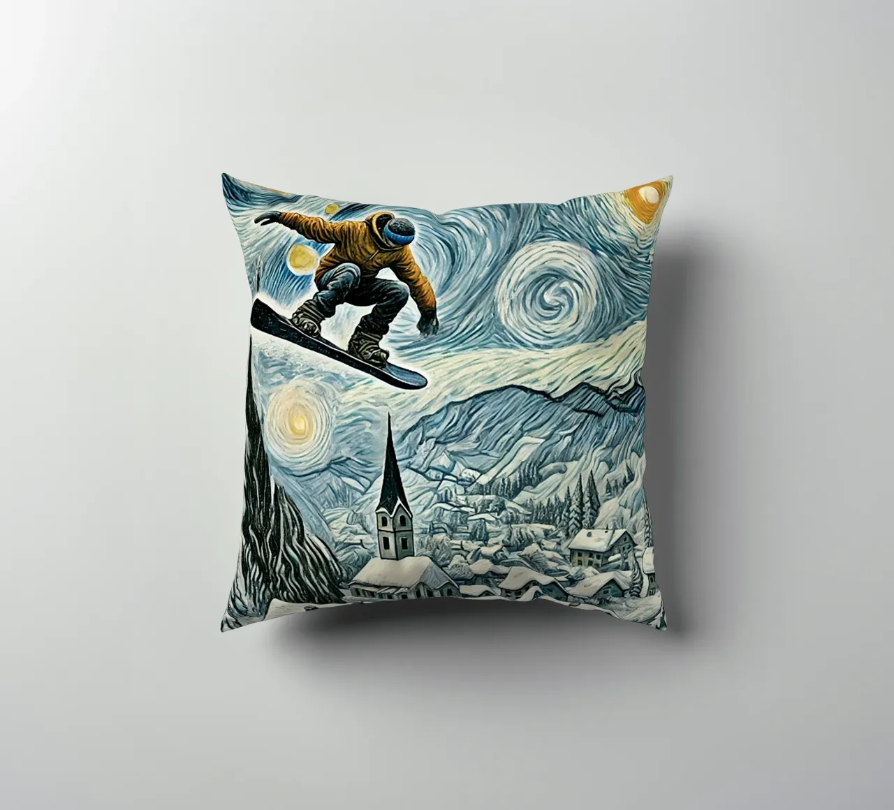 Snowboard Extravaganza cuscino da Vintage Van Gogh