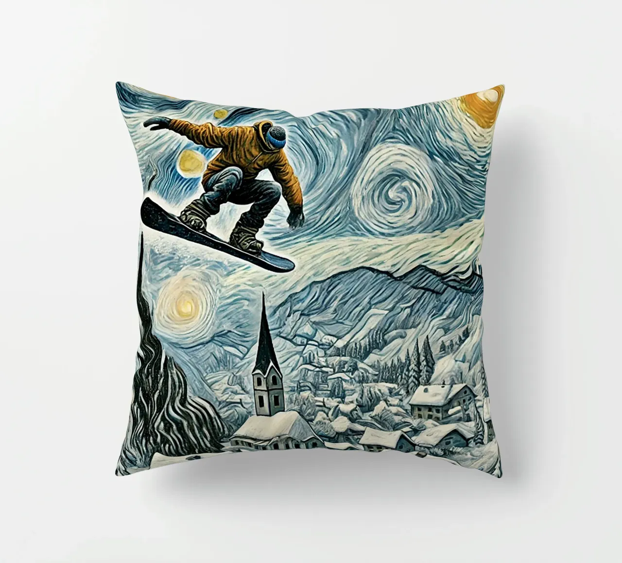 Snowboard Extravaganza cuscino da Vintage Van Gogh