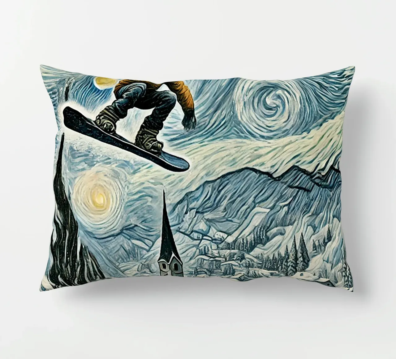 Snowboard Extravaganza cuscino da Vintage Van Gogh