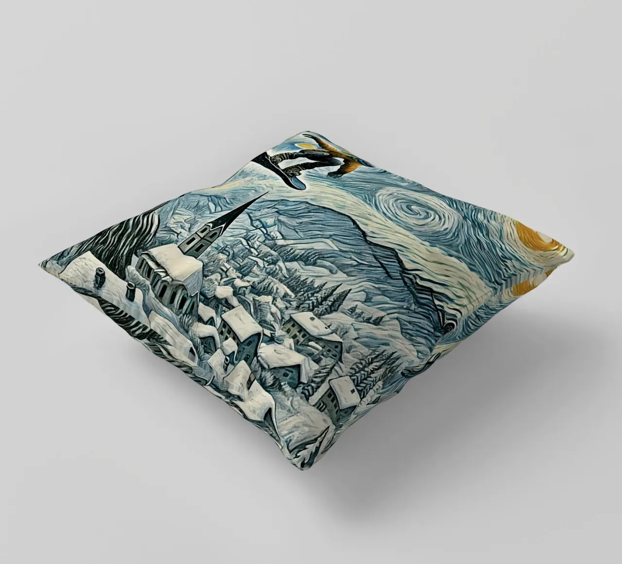 Snowboard Extravaganza cuscino da Vintage Van Gogh