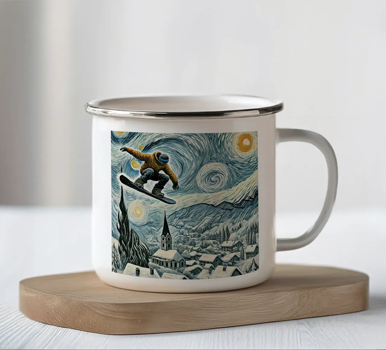 Snowboard Extravaganza tazza in smalto da Vintage Van Gogh
