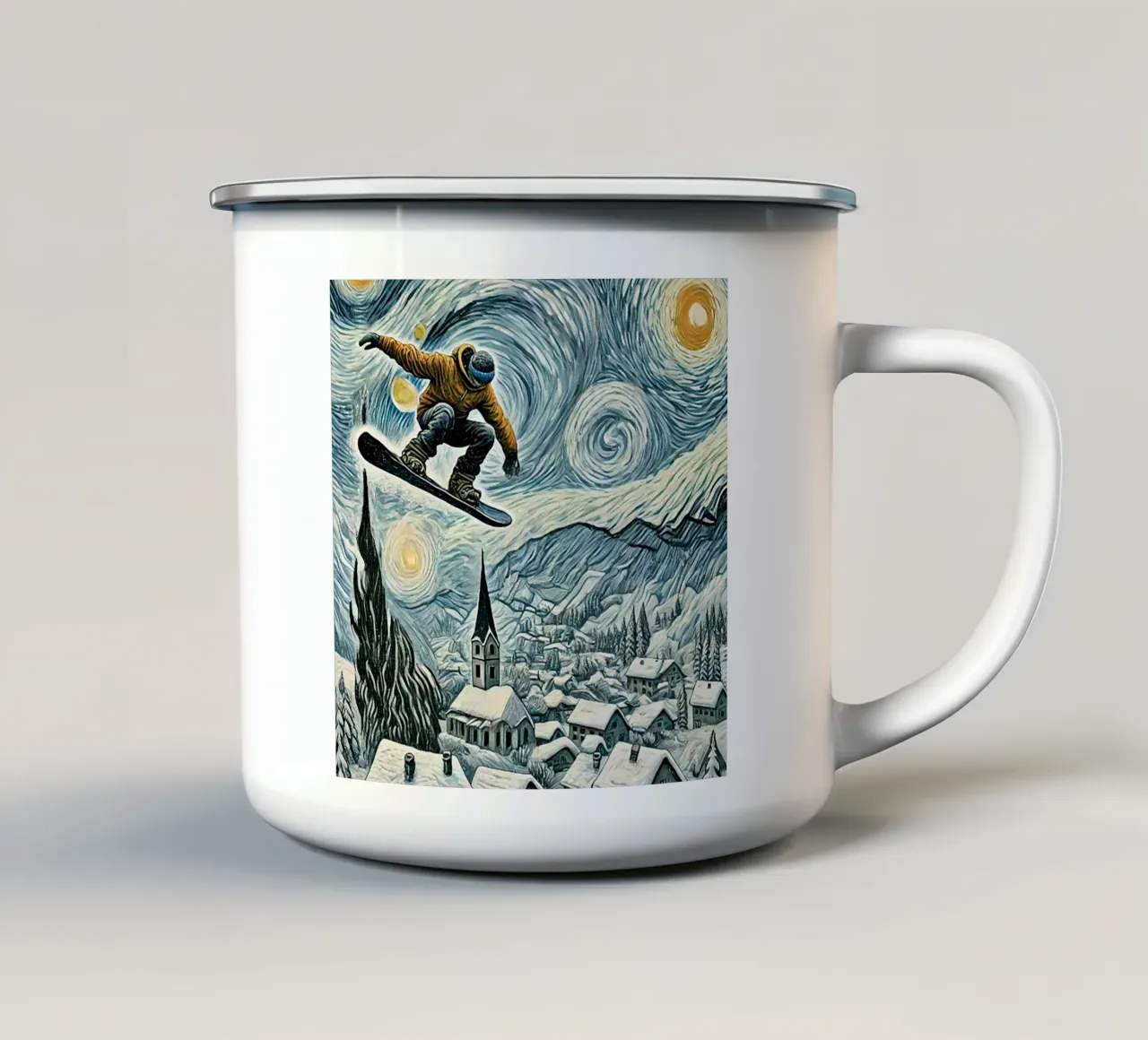 Snowboard Extravaganza tazza in smalto da Vintage Van Gogh