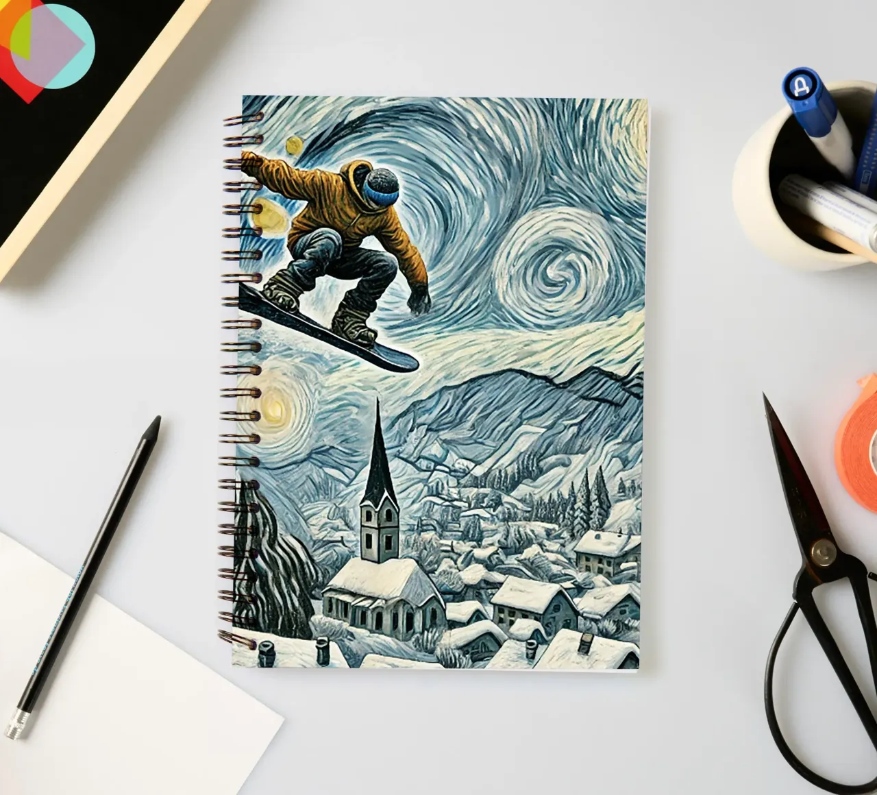 Snowboard Extravaganza spiral notebook by Vintage Van Gogh