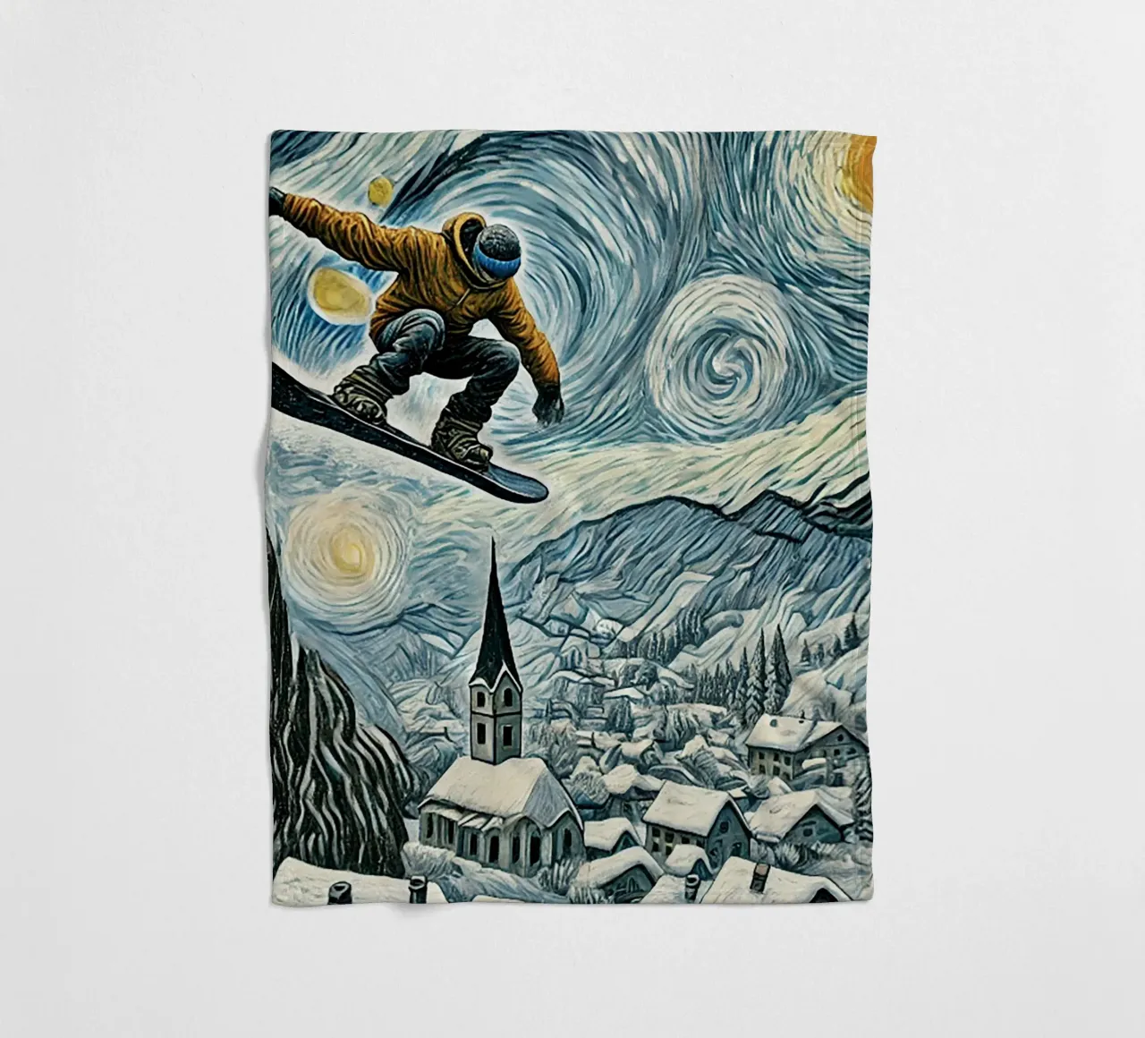 Snowboard Extravaganza coperta in pile da Vintage Van Gogh