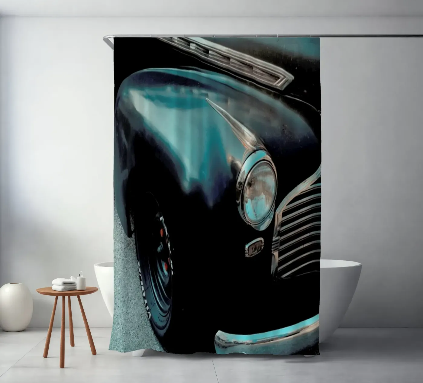 Black Oldtimer Duschvorhang von Sebastian Hilgetag