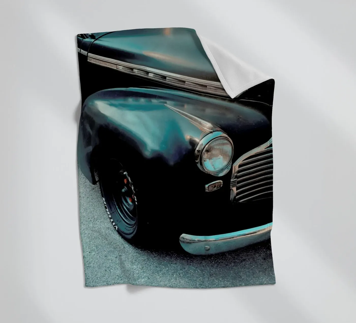 Black Oldtimer fleece blanket by Sebastian Hilgetag