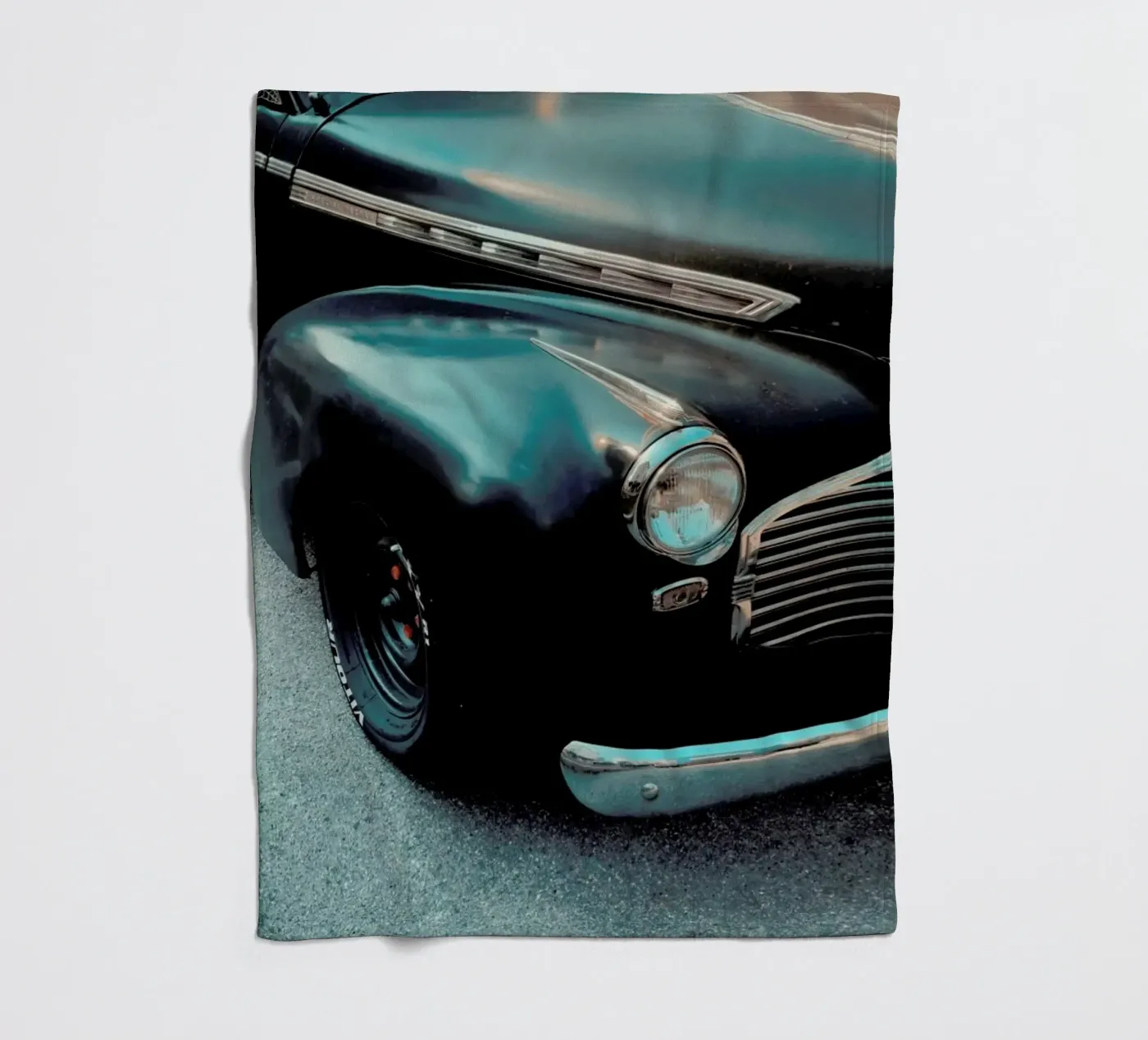 Black Oldtimer fleece blanket by Sebastian Hilgetag