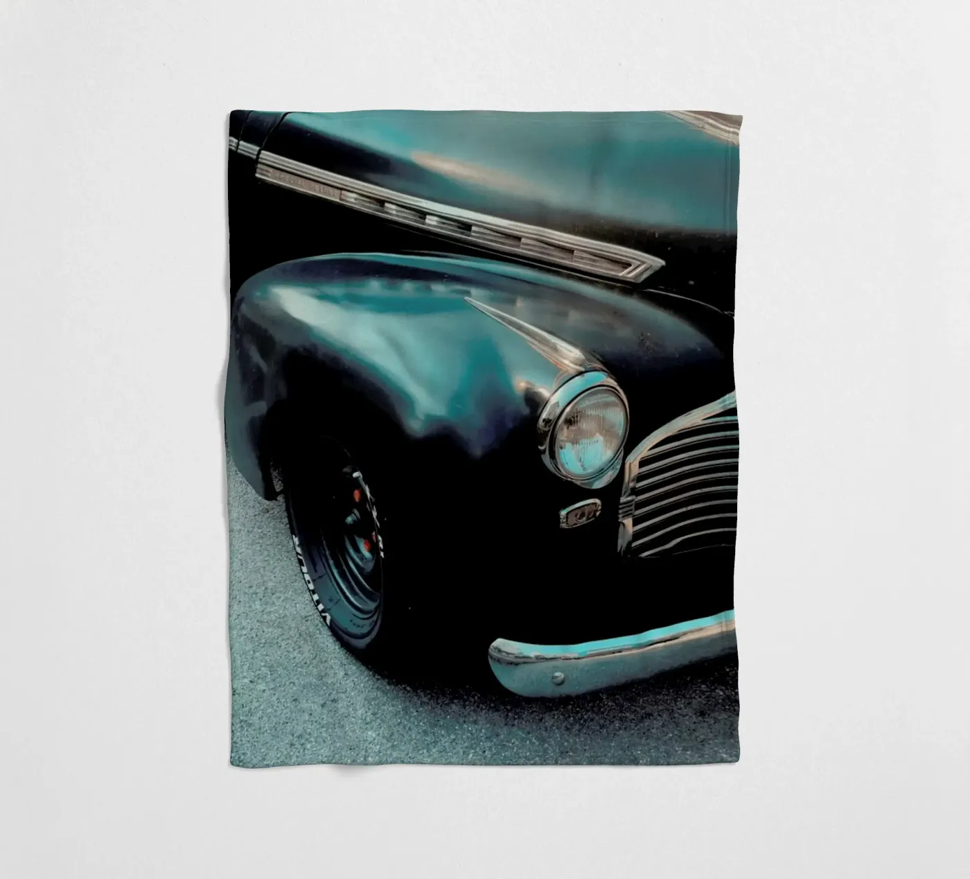 Black Oldtimer fleece blanket by Sebastian Hilgetag