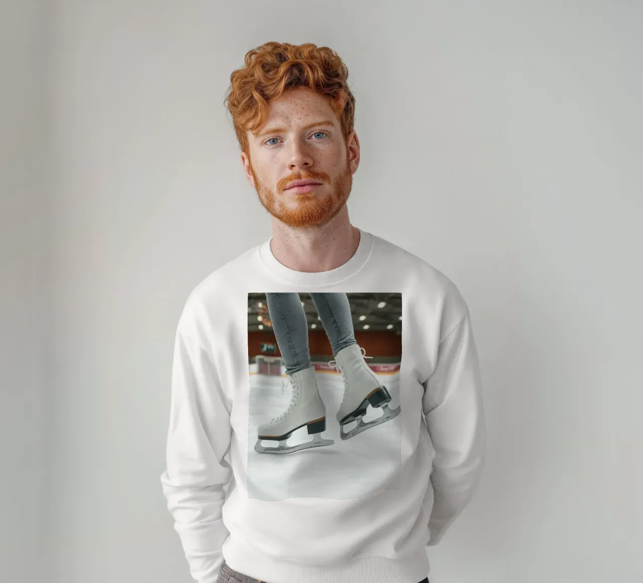 Skater glides effortlessly across the ice at a local rink sweatshirt by DesignDoodle