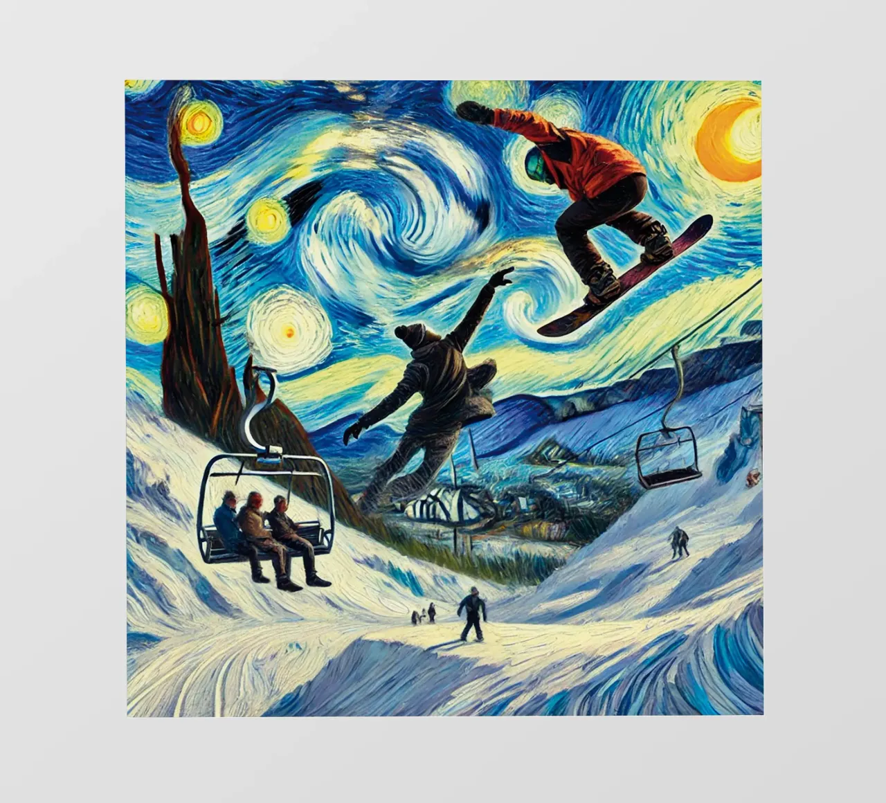 Snowboard Fantasy pellicola backlit da Vintage Van Gogh