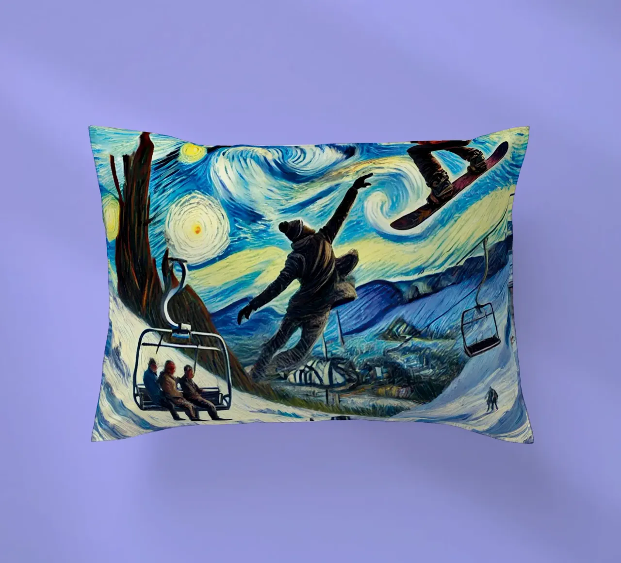 Snowboard Fantasy cuscino da Vintage Van Gogh