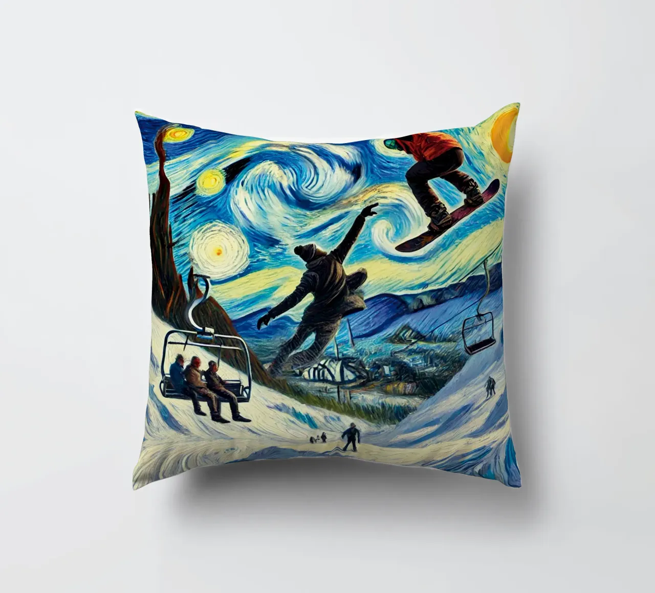 Snowboard Fantasy cuscino da Vintage Van Gogh