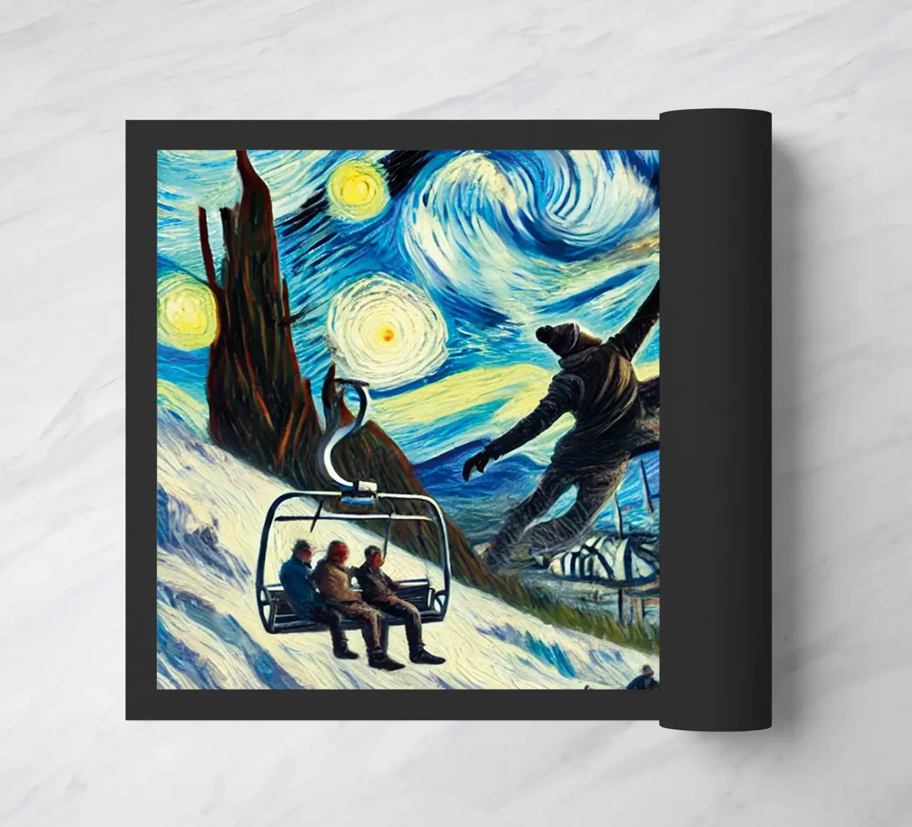 Snowboard Fantasy Fußmatte von Vintage Van Gogh