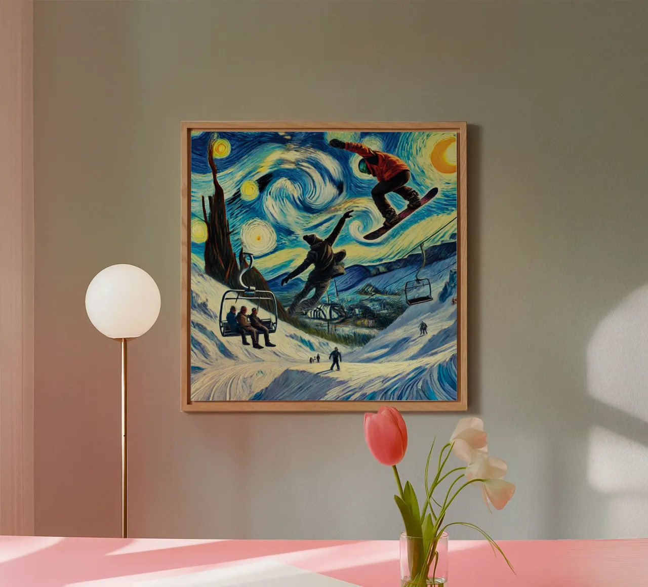 Snowboard Fantasy alluminio dibond da Vintage Van Gogh