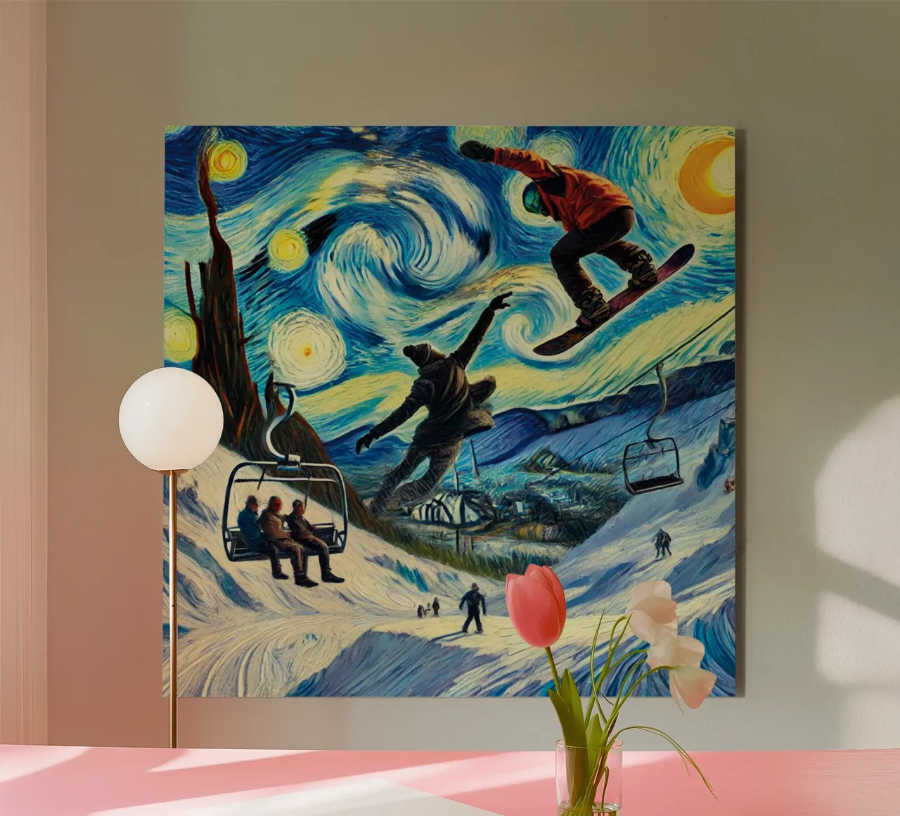 Snowboard Fantasy alluminio dibond da Vintage Van Gogh