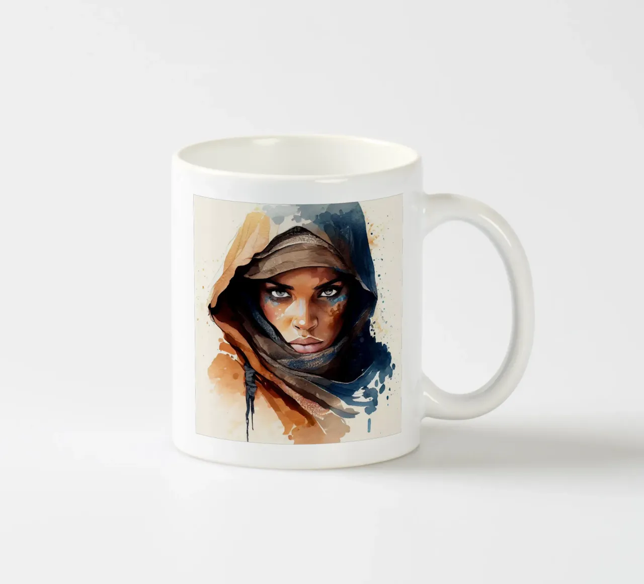 Acquerello Donna Tuareg tazza in ceramica da Chromatic Fusion Studio