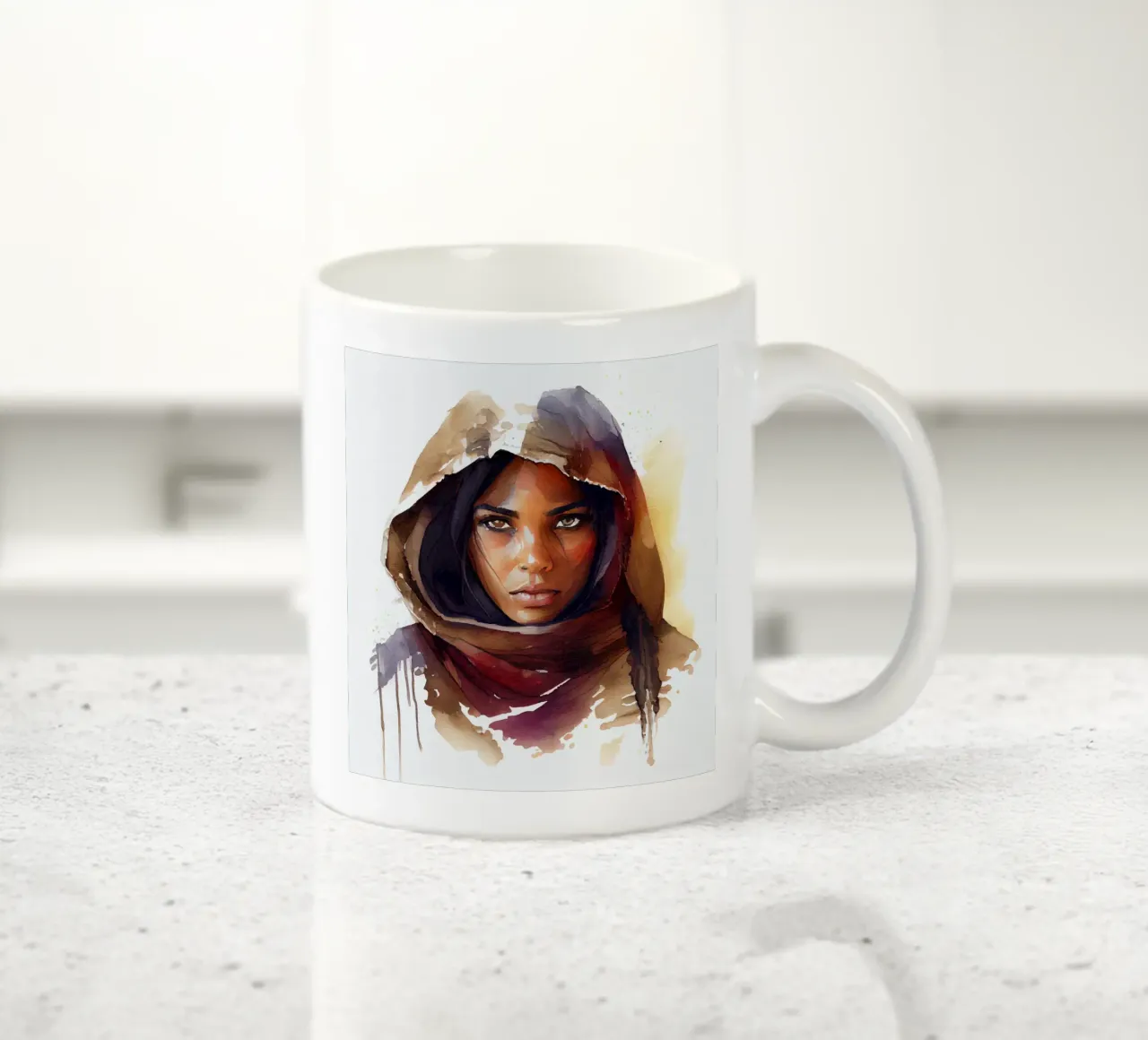 Acquerello Donna Tuareg tazza in ceramica da Chromatic Fusion Studio