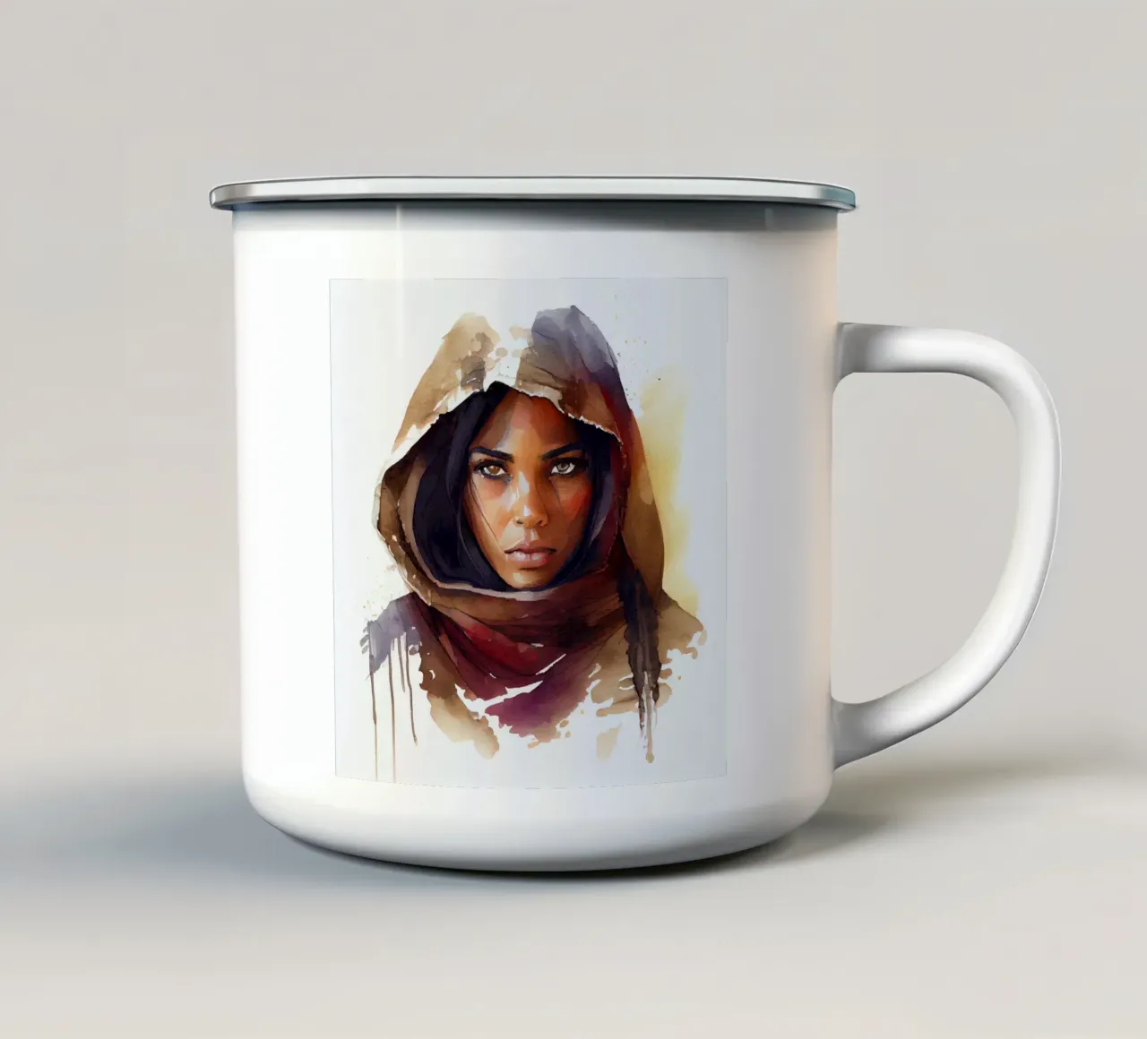 Acquerello Donna Tuareg tazza in smalto da Chromatic Fusion Studio