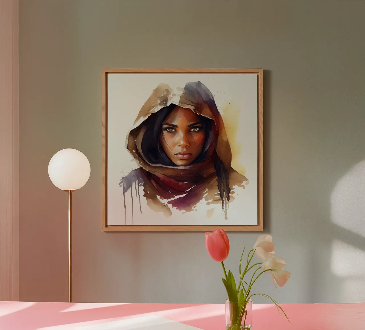 Acquerello Donna Tuareg alluminio dibond da Chromatic Fusion Studio