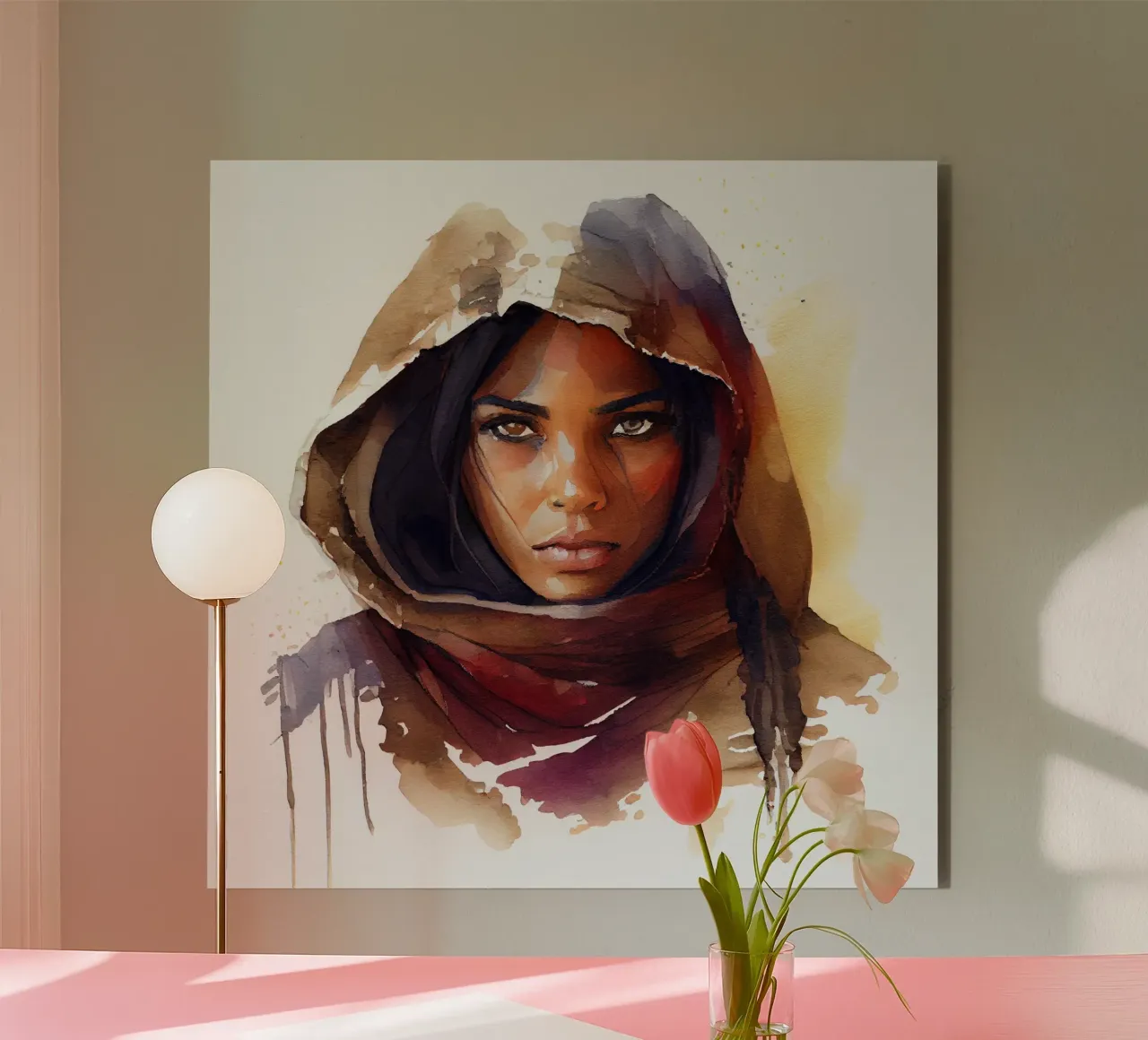 Acquerello Donna Tuareg alluminio dibond da Chromatic Fusion Studio