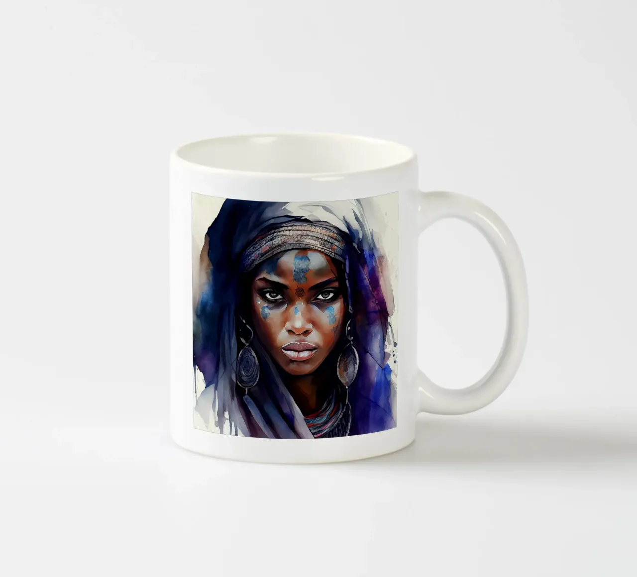 Acquerello Donna Tuareg tazza in ceramica da Chromatic Fusion Studio