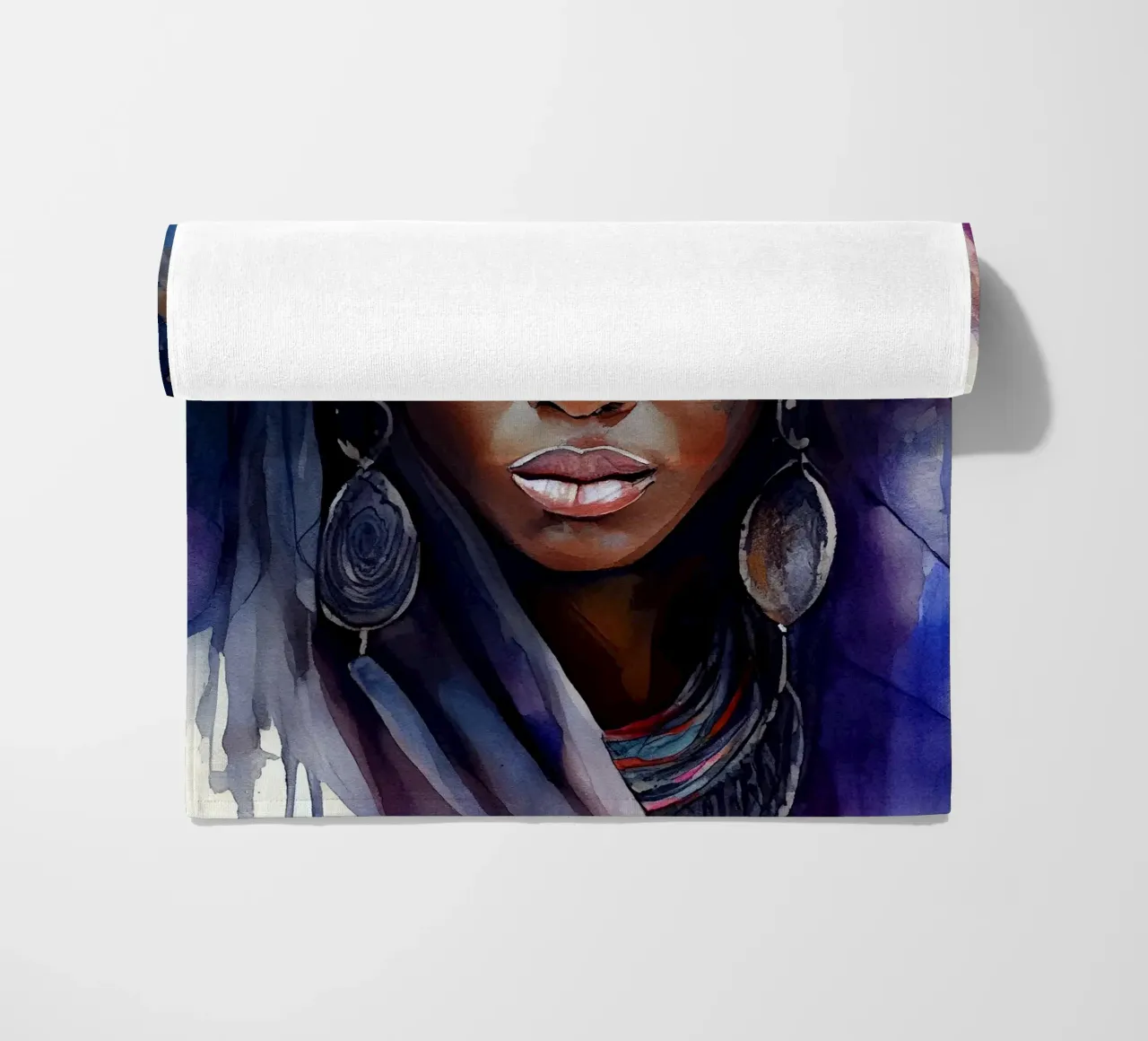 Acquerello Donna Tuareg telo mare da Chromatic Fusion Studio