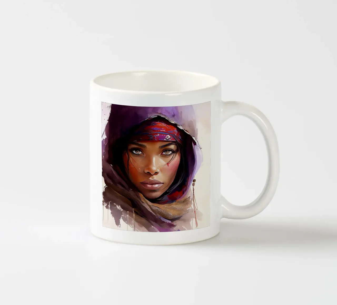 Acquerello Donna Tuareg tazza in ceramica da Chromatic Fusion Studio