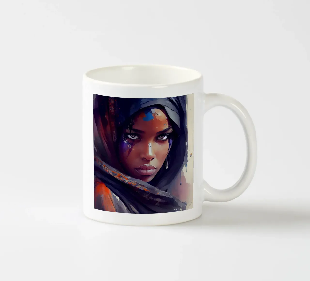 Acquerello Donna Tuareg tazza in ceramica da Chromatic Fusion Studio