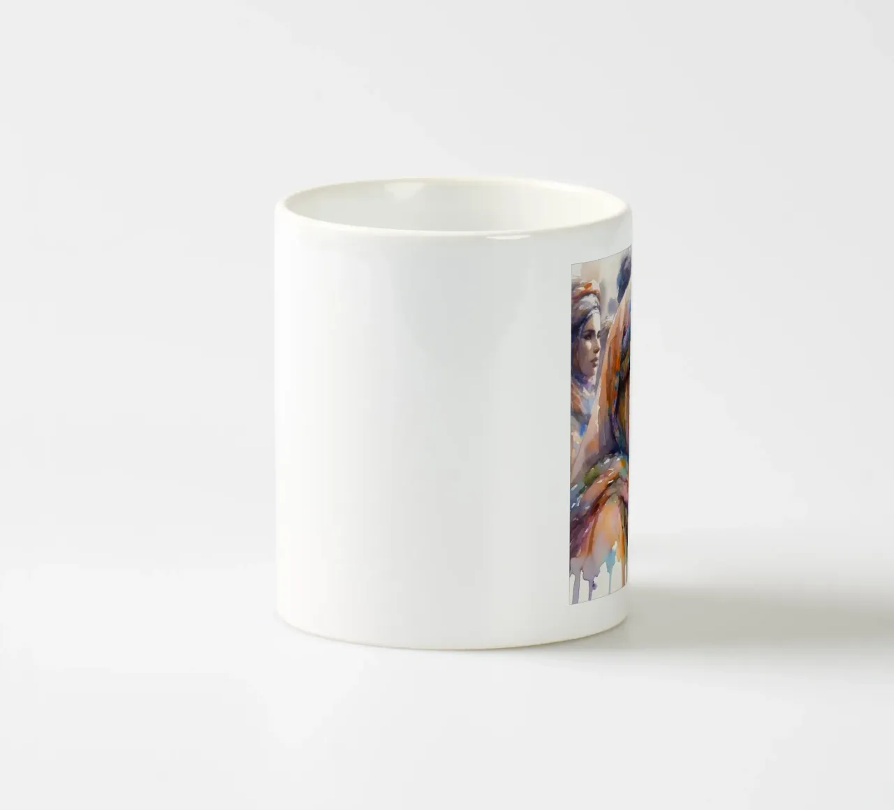 Acquerello Donne Tuareg tazza in ceramica da Chromatic Fusion Studio