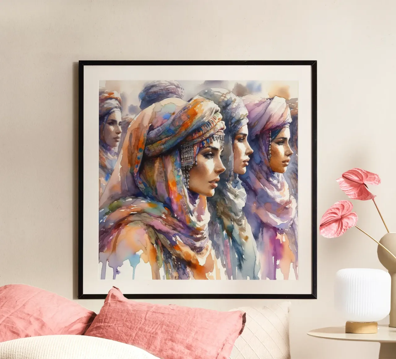 Acquerello Donne Tuareg carta hahnemühle da Chromatic Fusion Studio