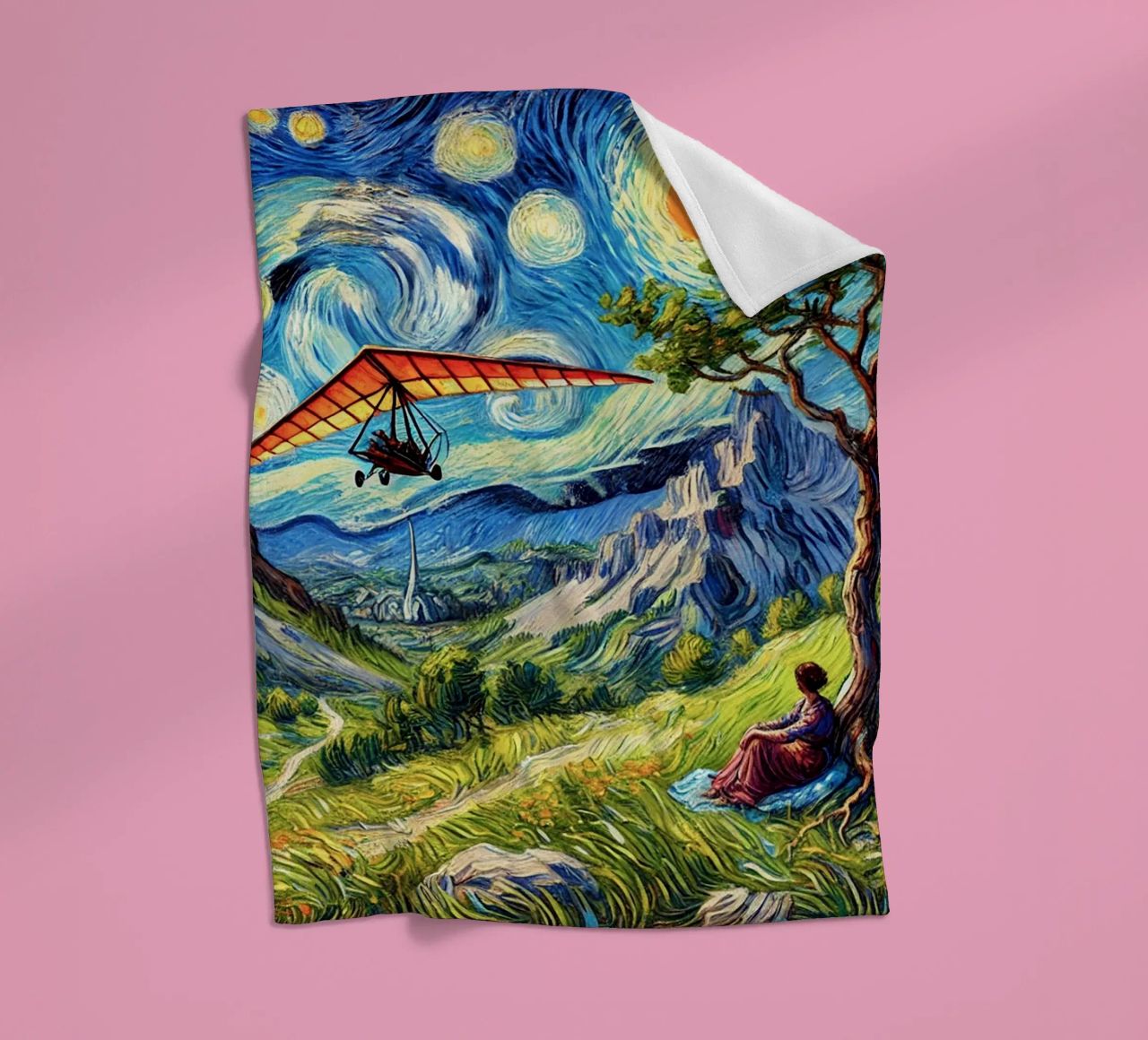 Valley Paraglide Fever coperta in pile da Vintage Van Gogh