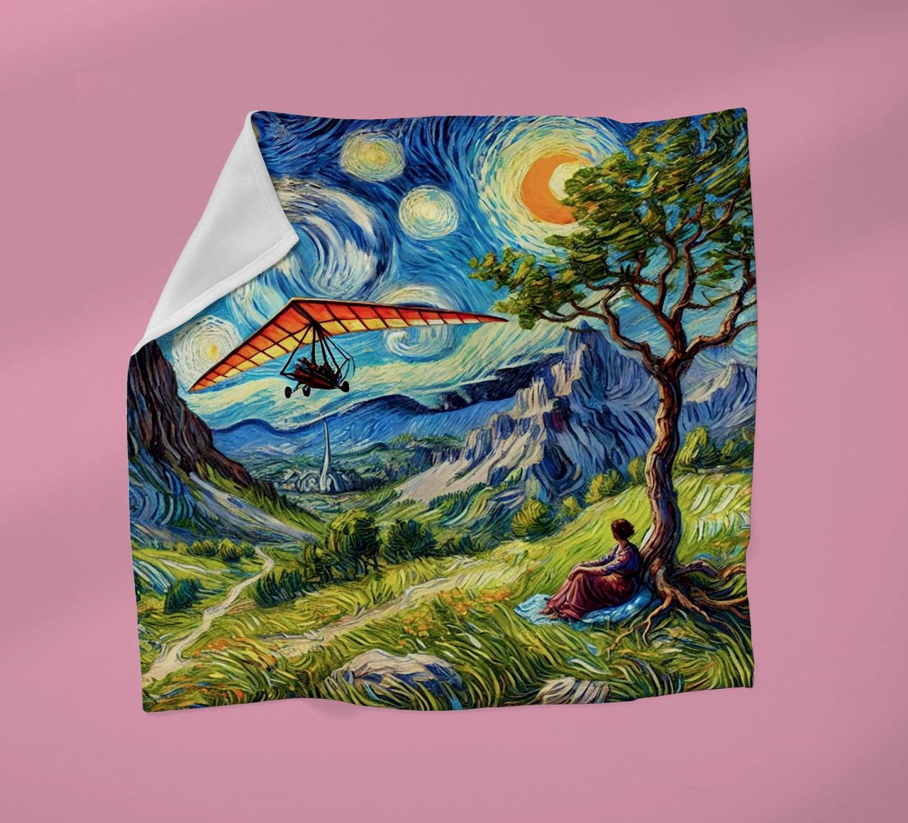 Valley Paraglide Fever coperta in pile da Vintage Van Gogh