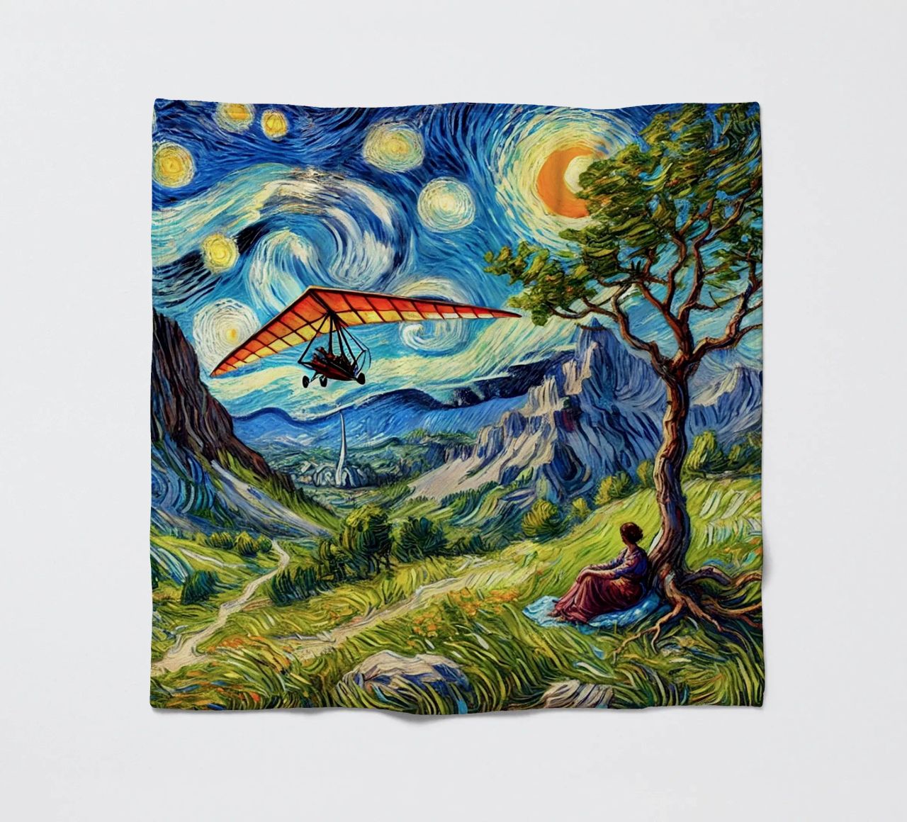 Valley Paraglide Fever coperta in pile da Vintage Van Gogh