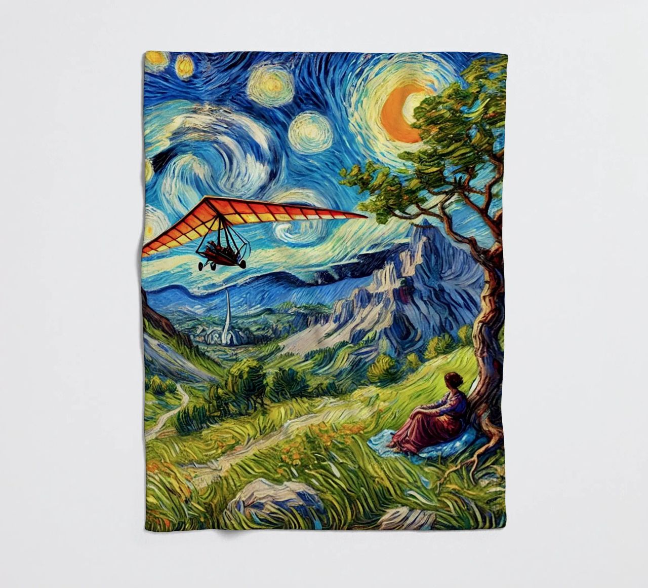 Valley Paraglide Fever coperta in pile da Vintage Van Gogh